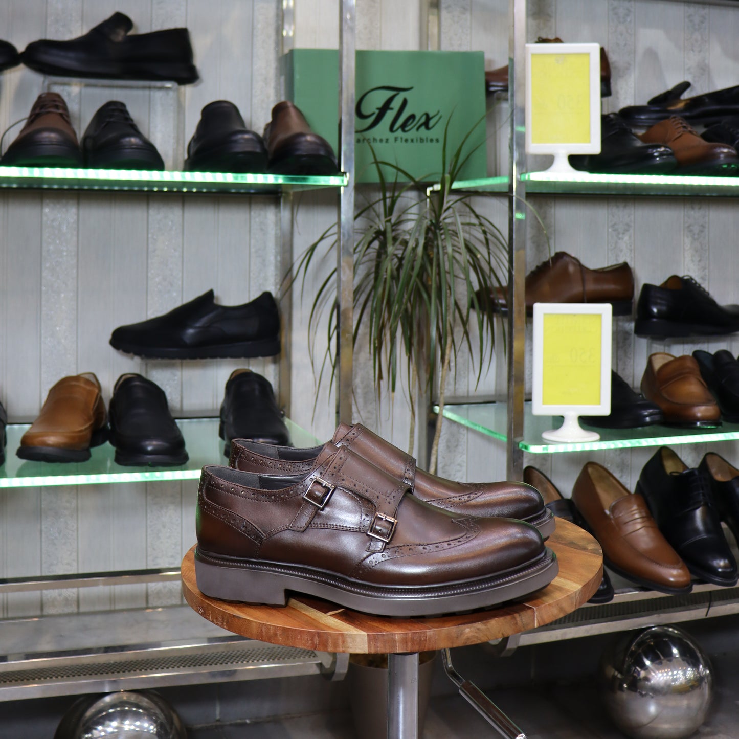 Chaussures  Homme Double Boucle En Cuir Maron – Semelle EVA FlexShoes - Winford