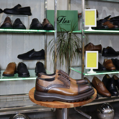 Chaussures Derby Homme En Cuir Marron– Semelle EVA FlexShoes - Dikens