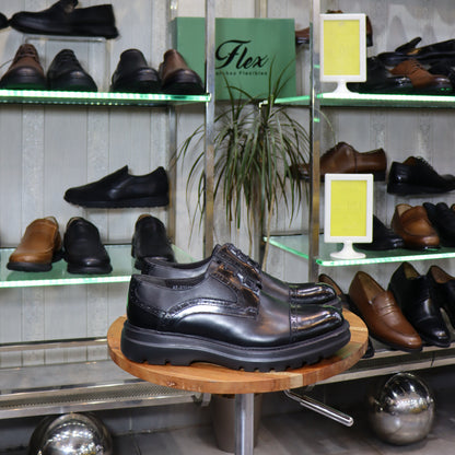 Chaussures Derby Homme En Cuir Noir– Semelle EVA  FlexShoes - Dikens