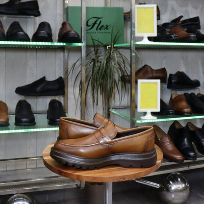 Chaussures Mocassin Homme En Cuir Tabac – Semelle EVA  FlexShoes - Wembley