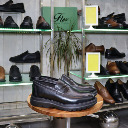 Chaussures Mocassin Homme En Cuir Noir – Semelle EVA FlexShoes - Wembley