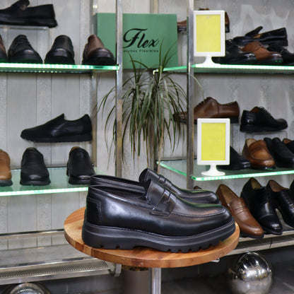 Chaussures Mocassin Homme En Cuir Noir – Semelle EVA FlexShoes - Wembley