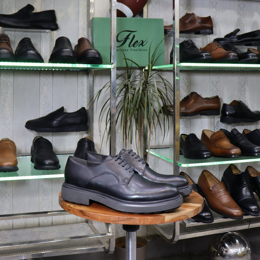 Chaussures Derby Homme En Cuir Noir – Semelle EVA  FlexShoes - Penford