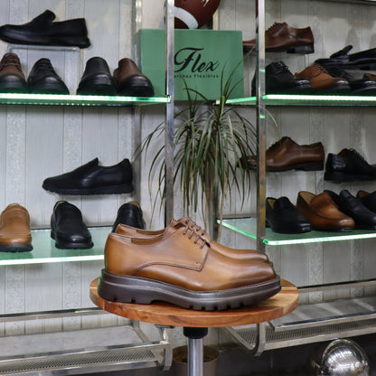 Chaussures Derby Homme En Cuir Tabac – Semelle EVA  FlexShoes - Peter