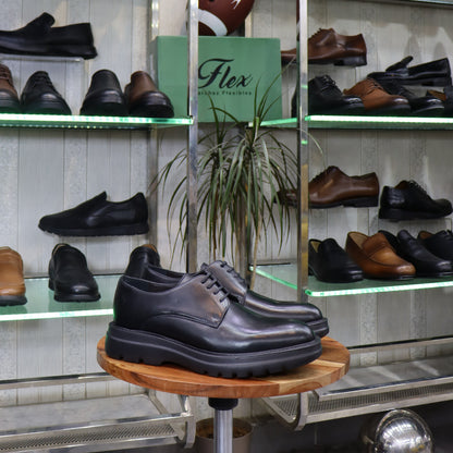 Chaussures Derby Homme En Cuir Noir – Semelle EVA FlexShoes - Peter