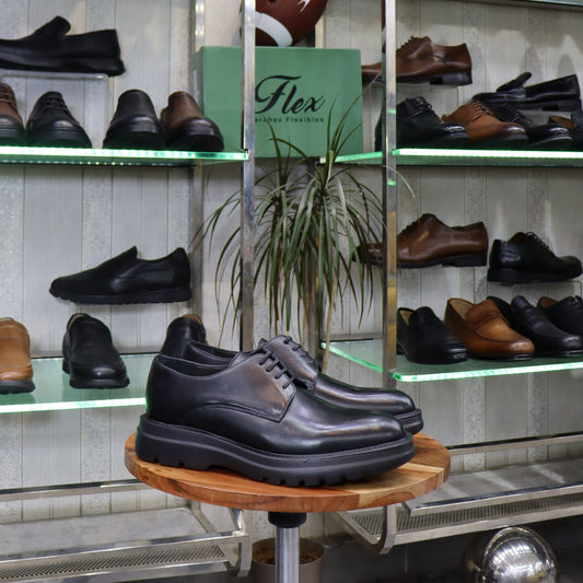Chaussures Derby Homme En Cuir Noir – Semelle EVA FlexShoes - Peter