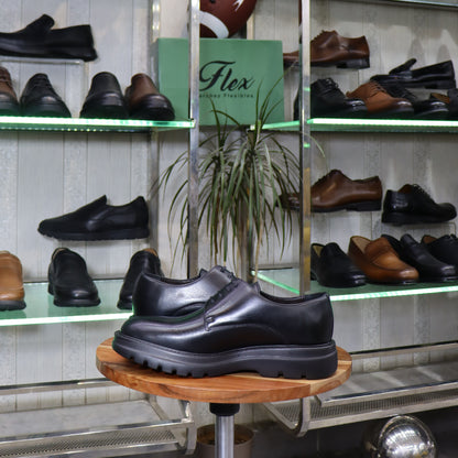 Chaussures Derby Homme En Cuir Noir – Semelle EVA FlexShoes - Peter