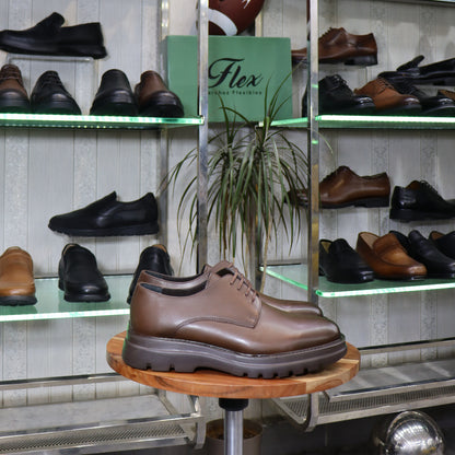Chaussures Derby Homme En Cuir Maron – Semelle EVA  | FlexShoes - Peter