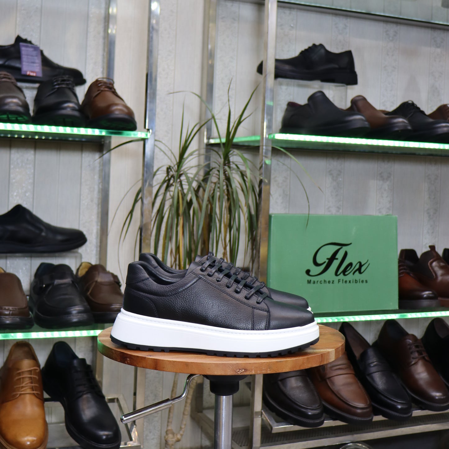 Basket  En Cuir Noir B -Zeggane