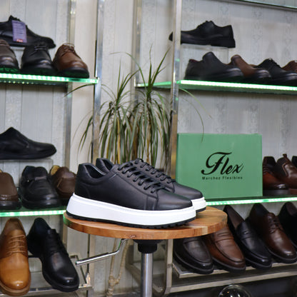 Basket  En Cuir Noir B -Zeggane