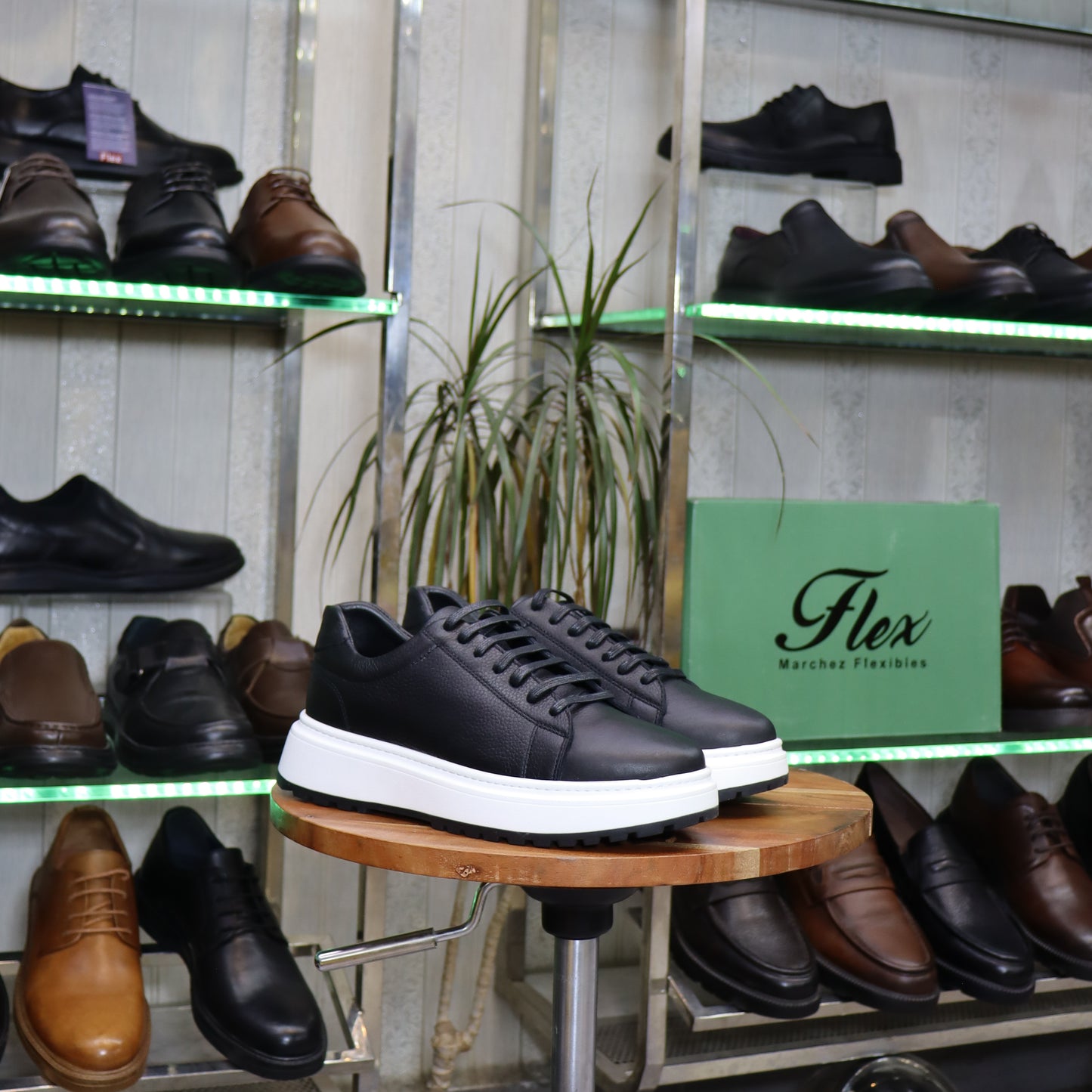 Basket  En Cuir Noir B -Zeggane