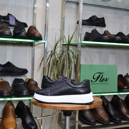 Basket  En Cuir Noir B -Zeggane