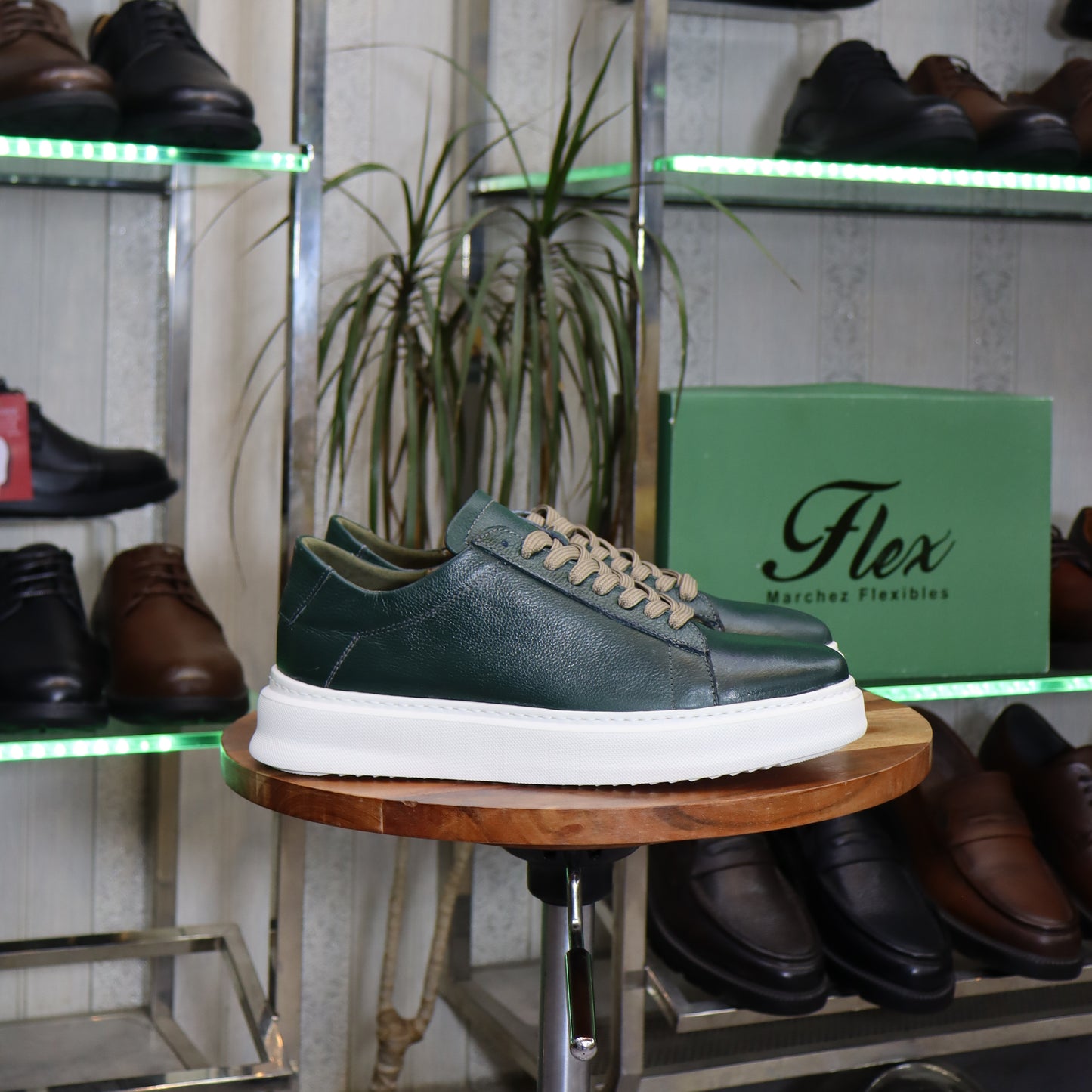 Basket  En Cuir Vert - Essaouira