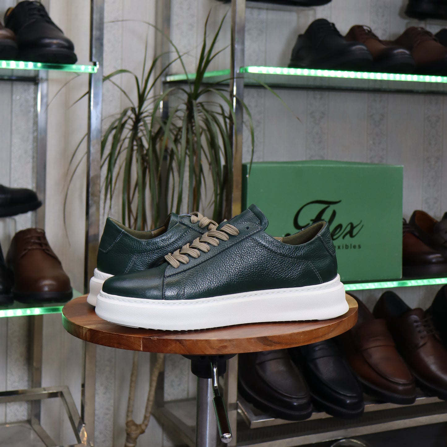 Basket  En Cuir Vert - Essaouira