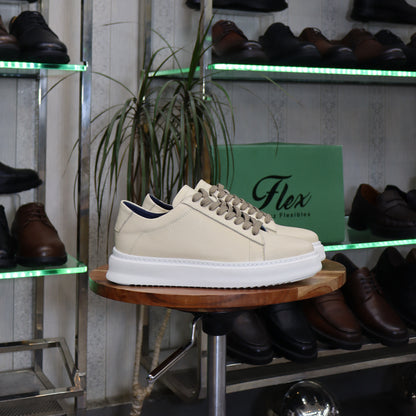 Basket  En Cuir Beige  - Essaouira