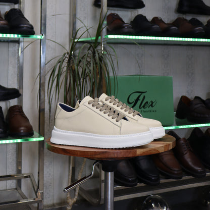 Basket  En Cuir Beige  - Essaouira