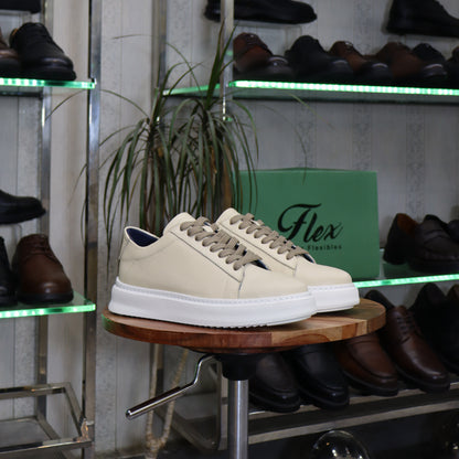 Basket  En Cuir Beige  - Essaouira