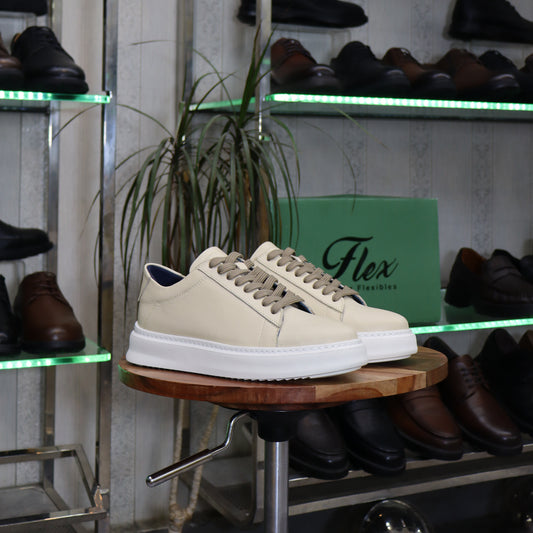 Basket  En Cuir Beige  - Essaouira