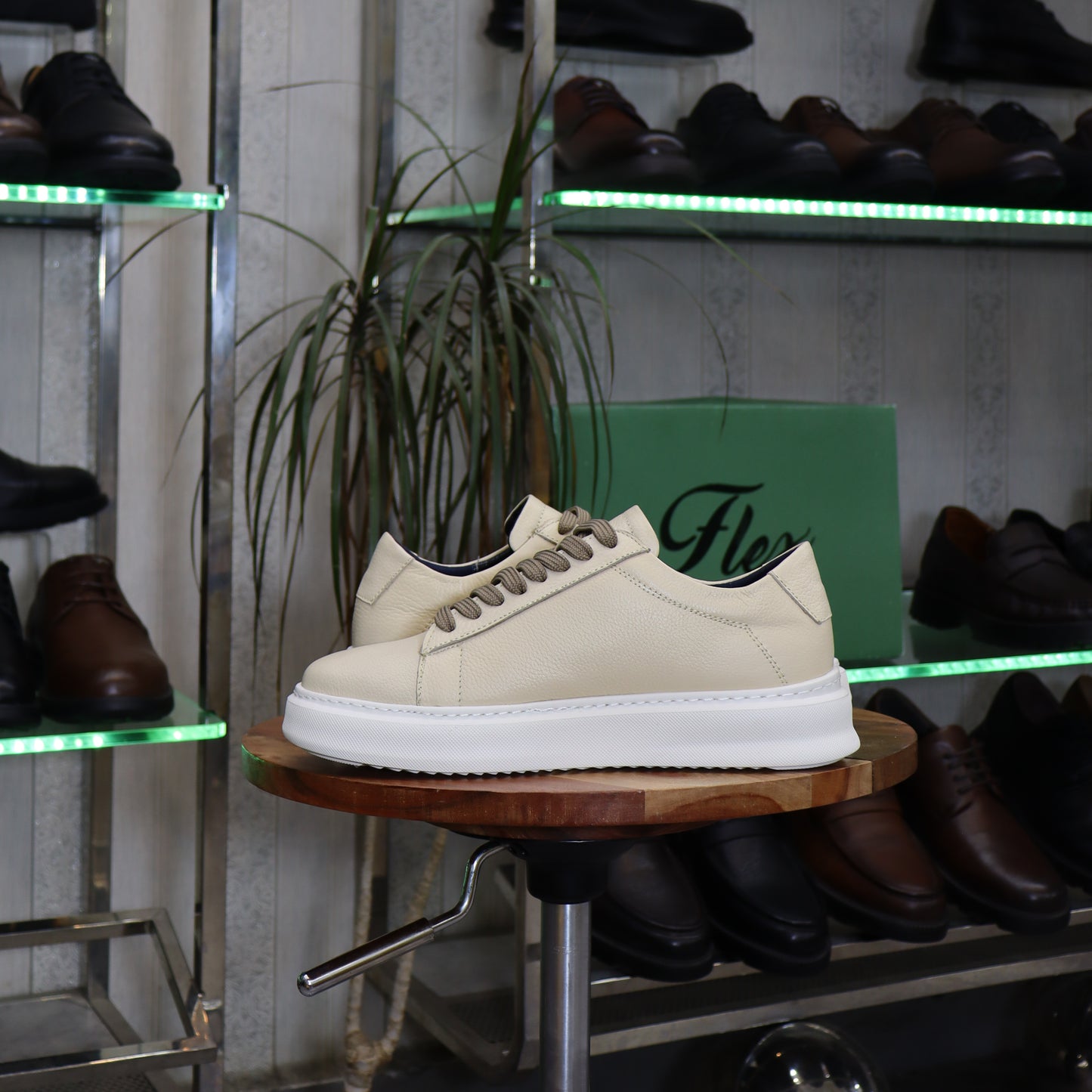 Basket  En Cuir Beige  - Essaouira