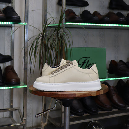 Basket  En Cuir Beige  - Essaouira