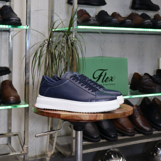 Basket  En Cuir Bleu - Essaouira