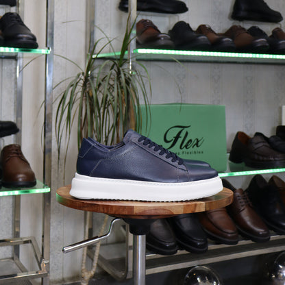 Basket  En Cuir Bleu - Essaouira