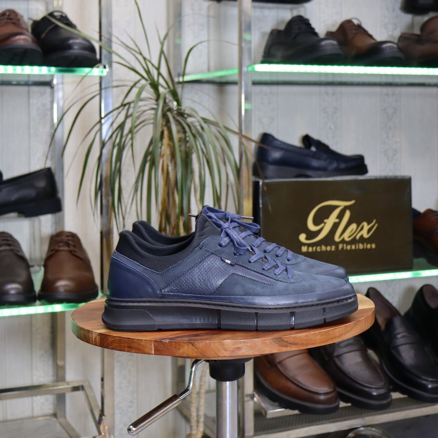 Basket  En Cuir Bleu - Kénitra