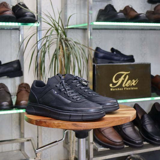 Basket  En Cuir Noir - Kénitra