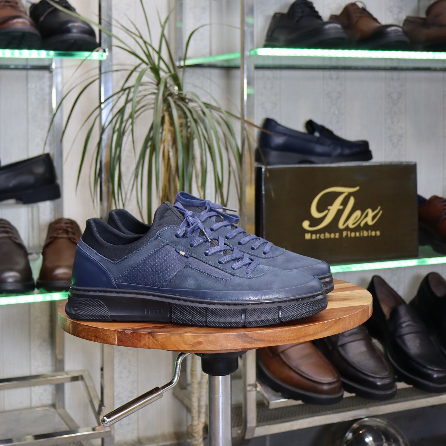 Basket  En Cuir Bleu - Kénitra