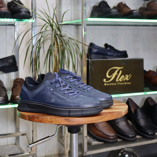 Basket  En Cuir Bleu - Kénitra