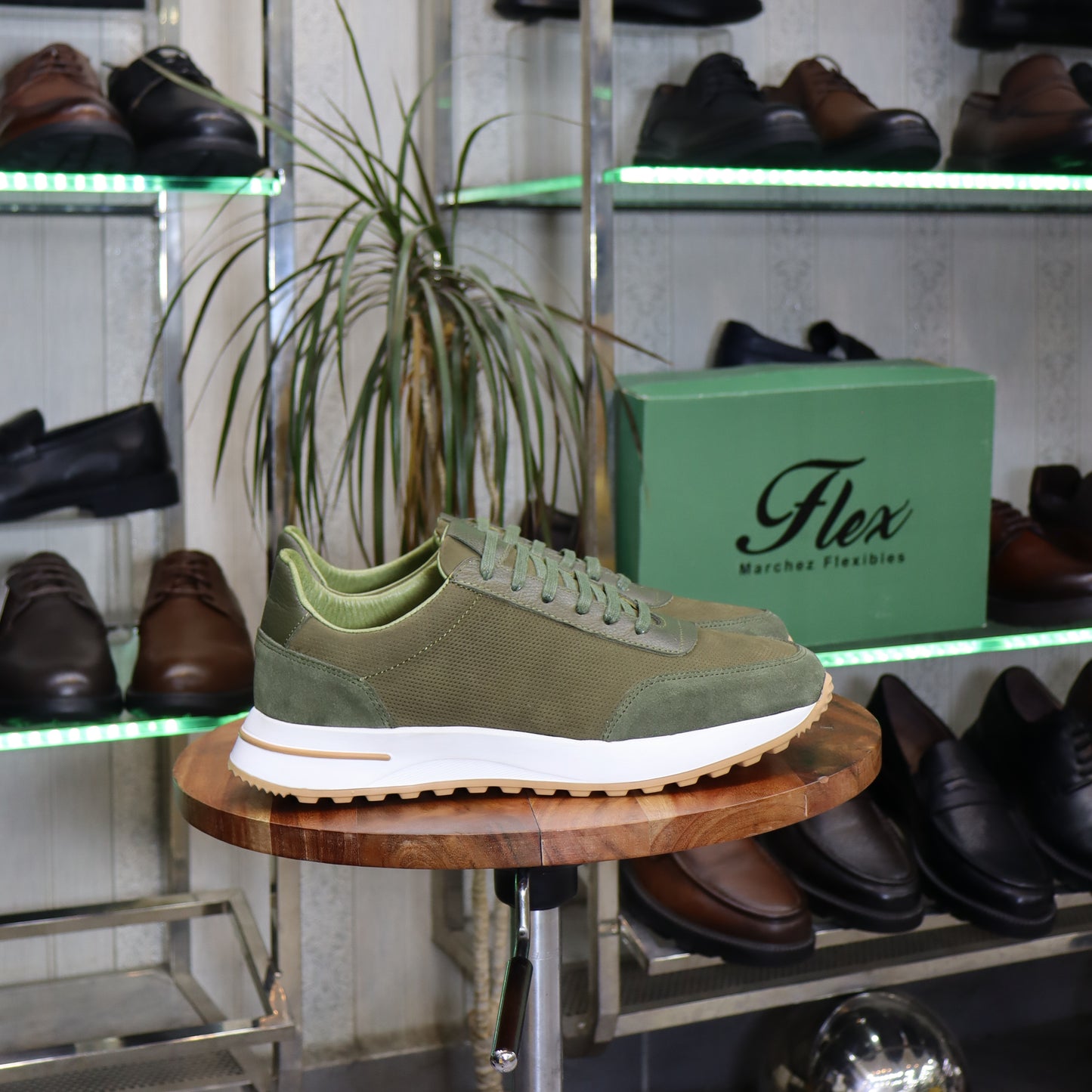 Basket  En Cuir Vert - Tamesna