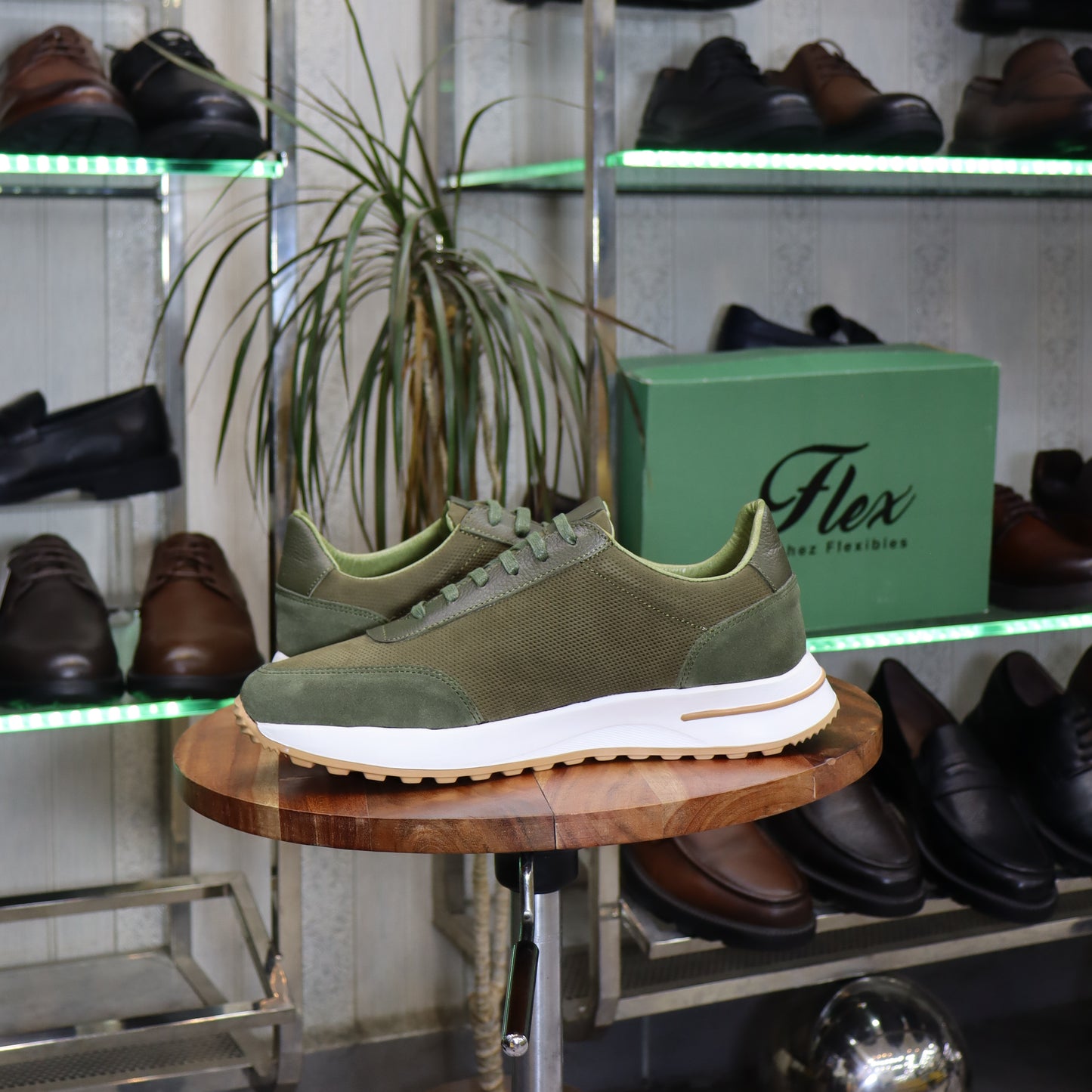 Basket  En Cuir Vert - Tamesna