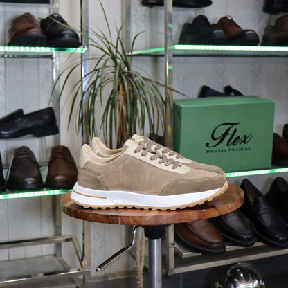 Basket  En Cuir Beige - Temasna