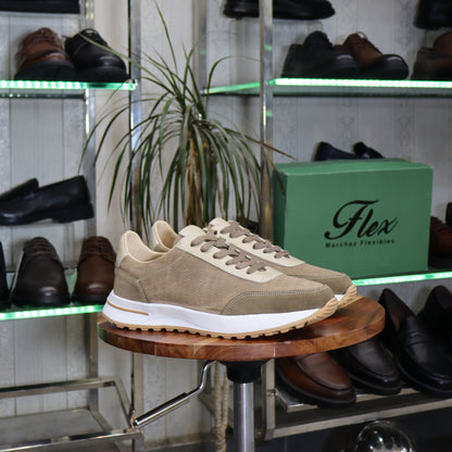 Basket  En Cuir Beige - Temasna