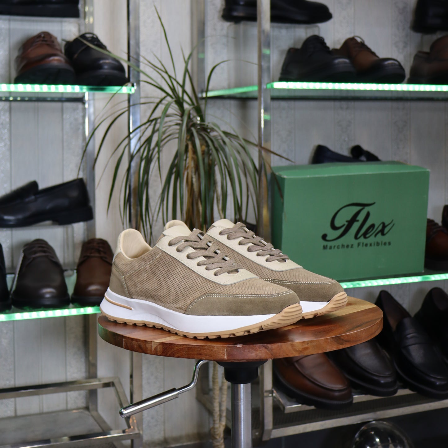 Basket  En Cuir Beige - Temasna