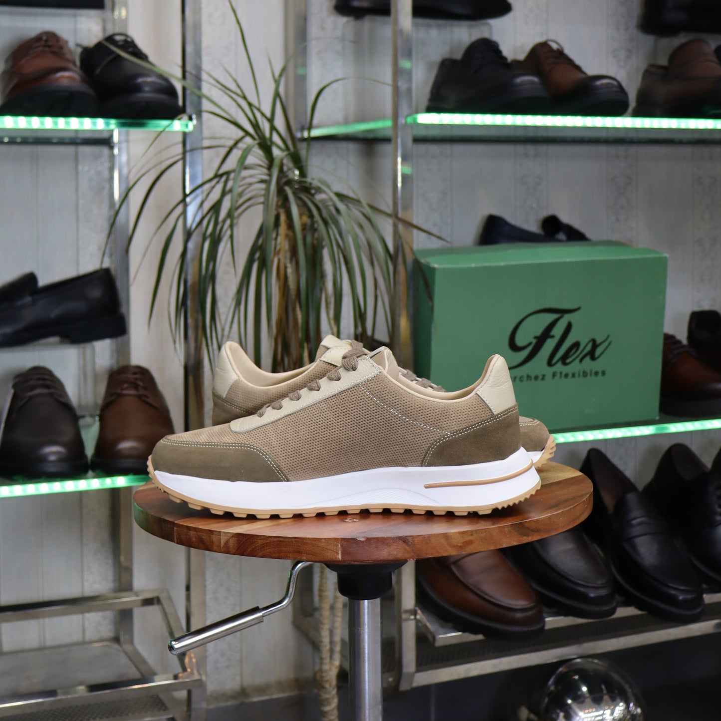 Basket  En Cuir Beige - Temasna