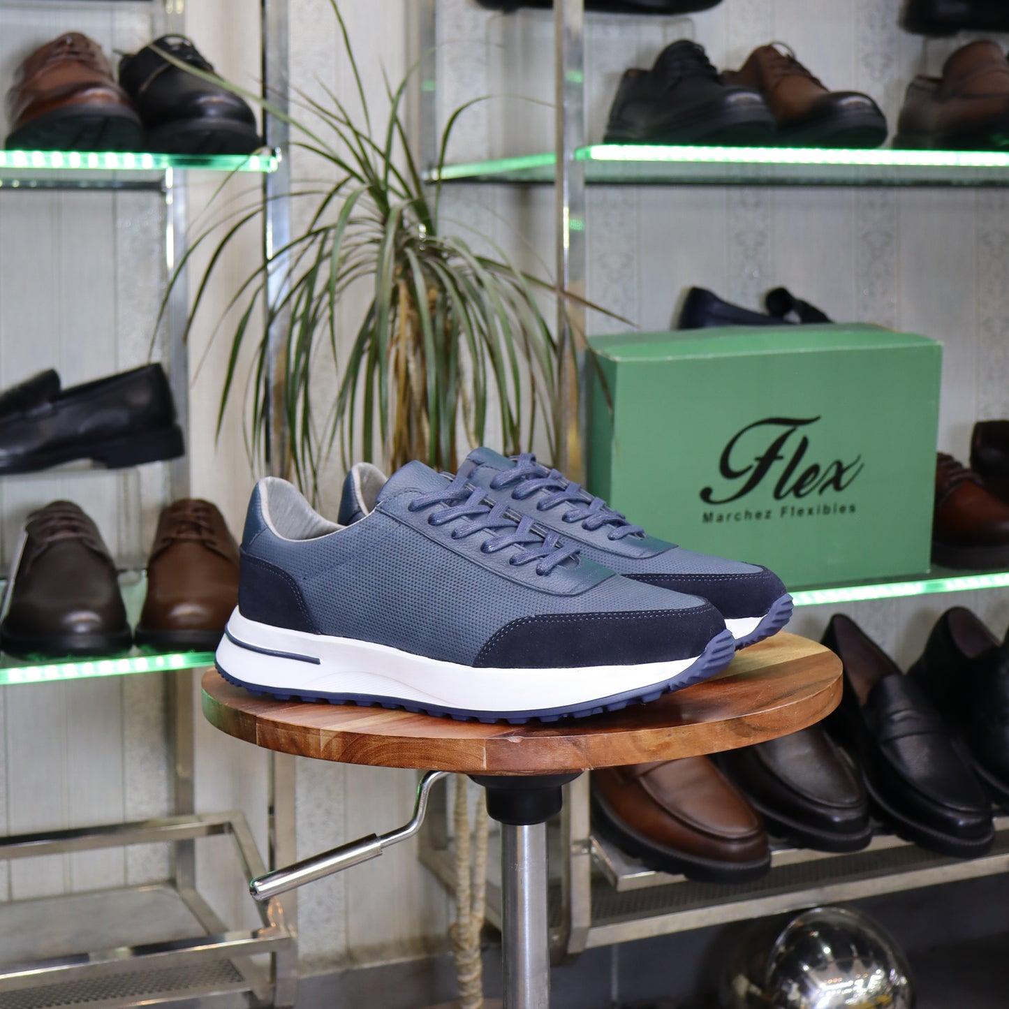 Basket  En Cuir Bleu - Tamesna