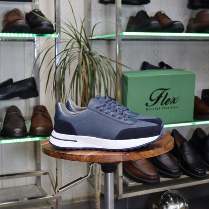 Basket  En Cuir Bleu - Tamesna