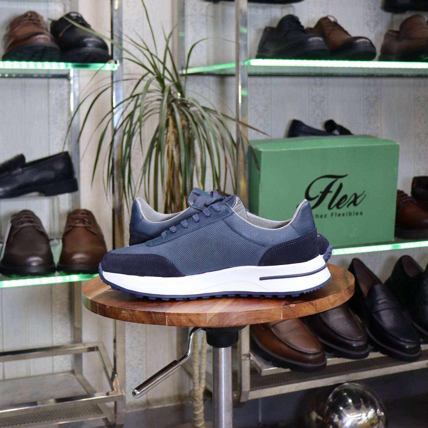 Basket  En Cuir Bleu - Tamesna