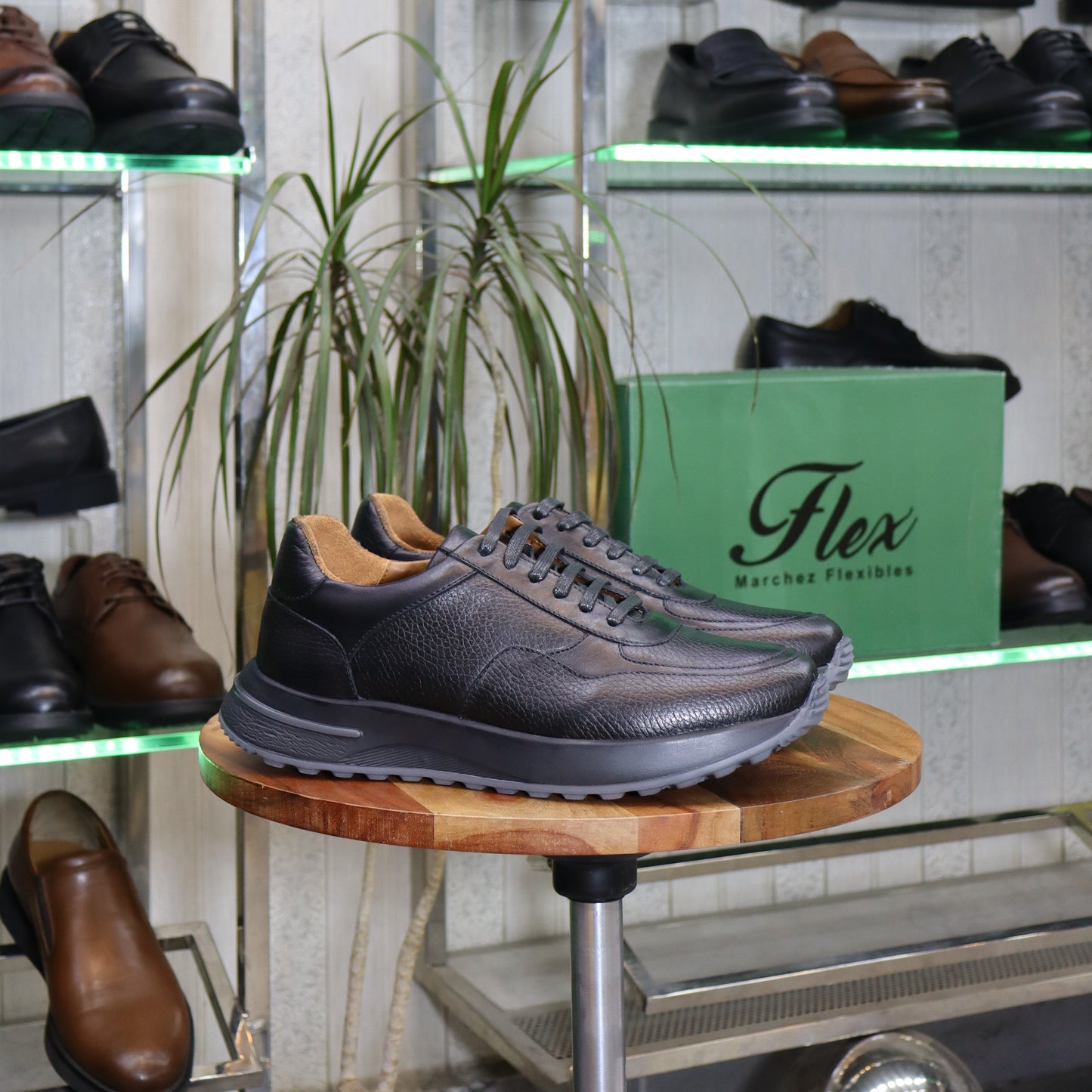 Basket  En Cuir Noir - kénitra