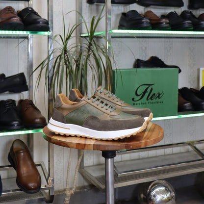 Basket  En Cuir Vert - kénitra