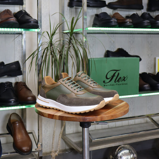 Basket  En Cuir Vert - kénitra