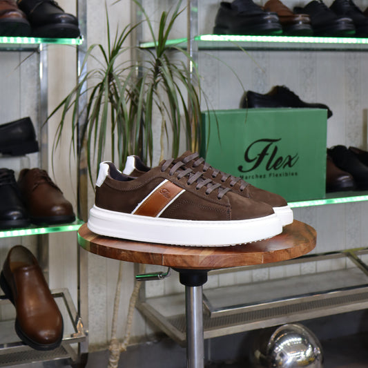 Basket  En Cuir Marron Nubuck - Azrou