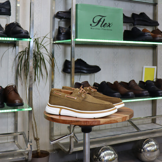 Chaussure bateau En Cuir Tabac - Figuig