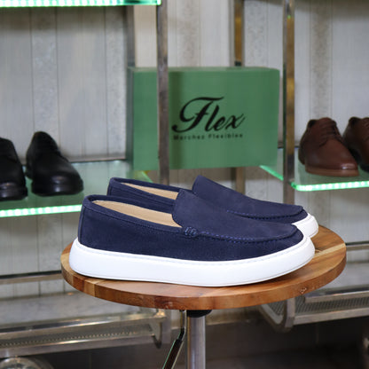 Larache  – Mocassin Daim Bleu Marine pour Hommes