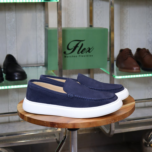 Larache  – Mocassin Daim Bleu Marine pour Hommes