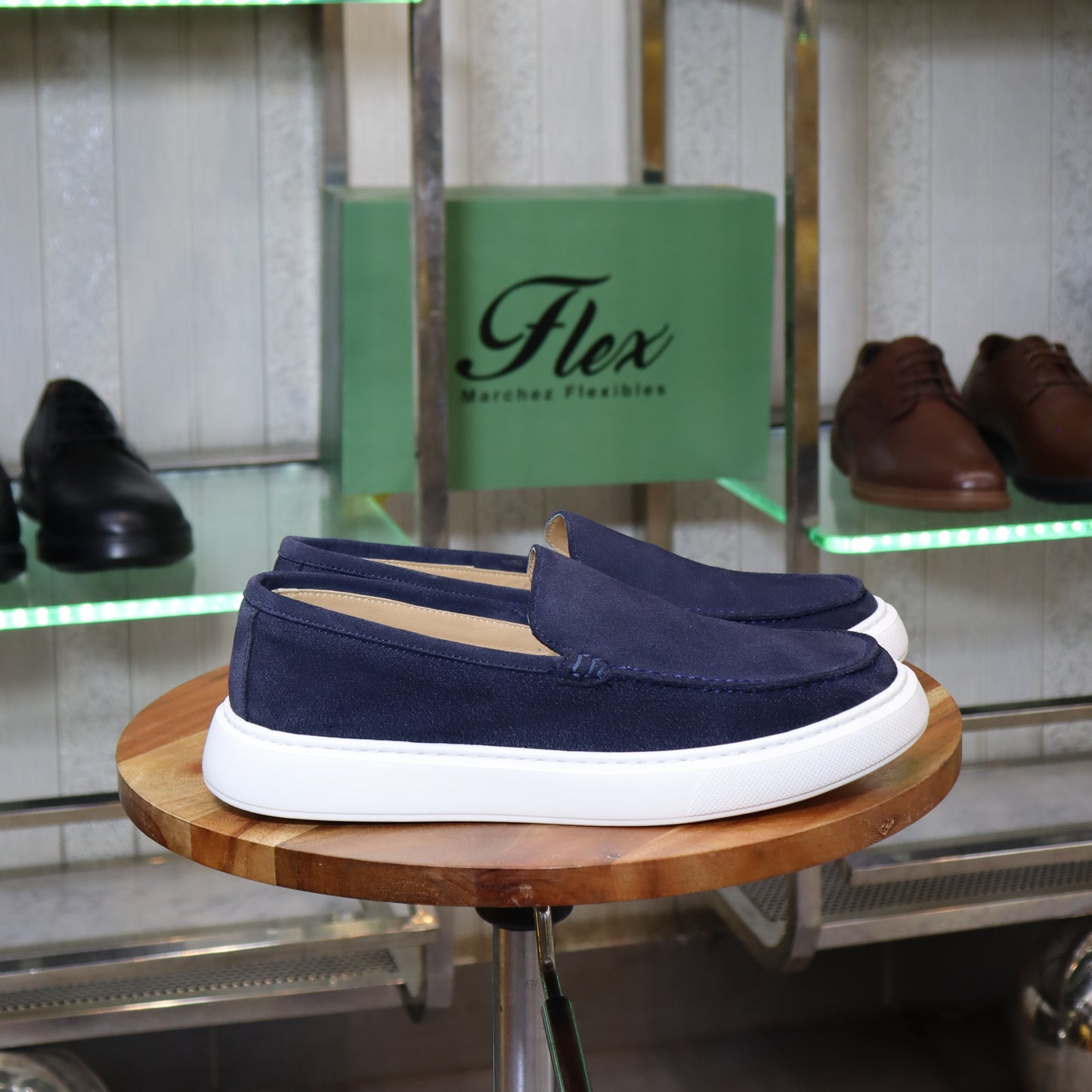 Larache  – Mocassin Daim Bleu Marine pour Hommes