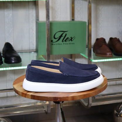 Larache  – Mocassin Daim Bleu Marine pour Hommes