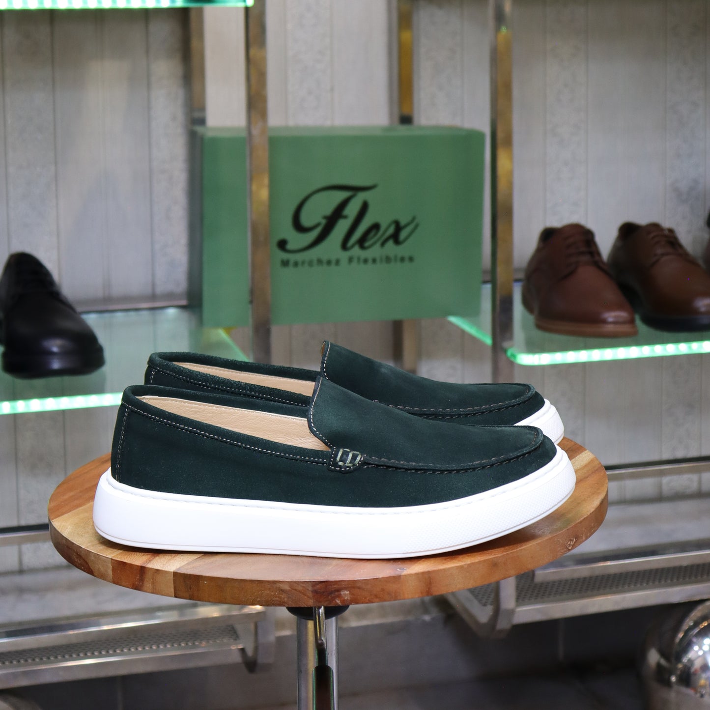 Larache – Mocassin Daim Vert Foncé Pour Hommes
