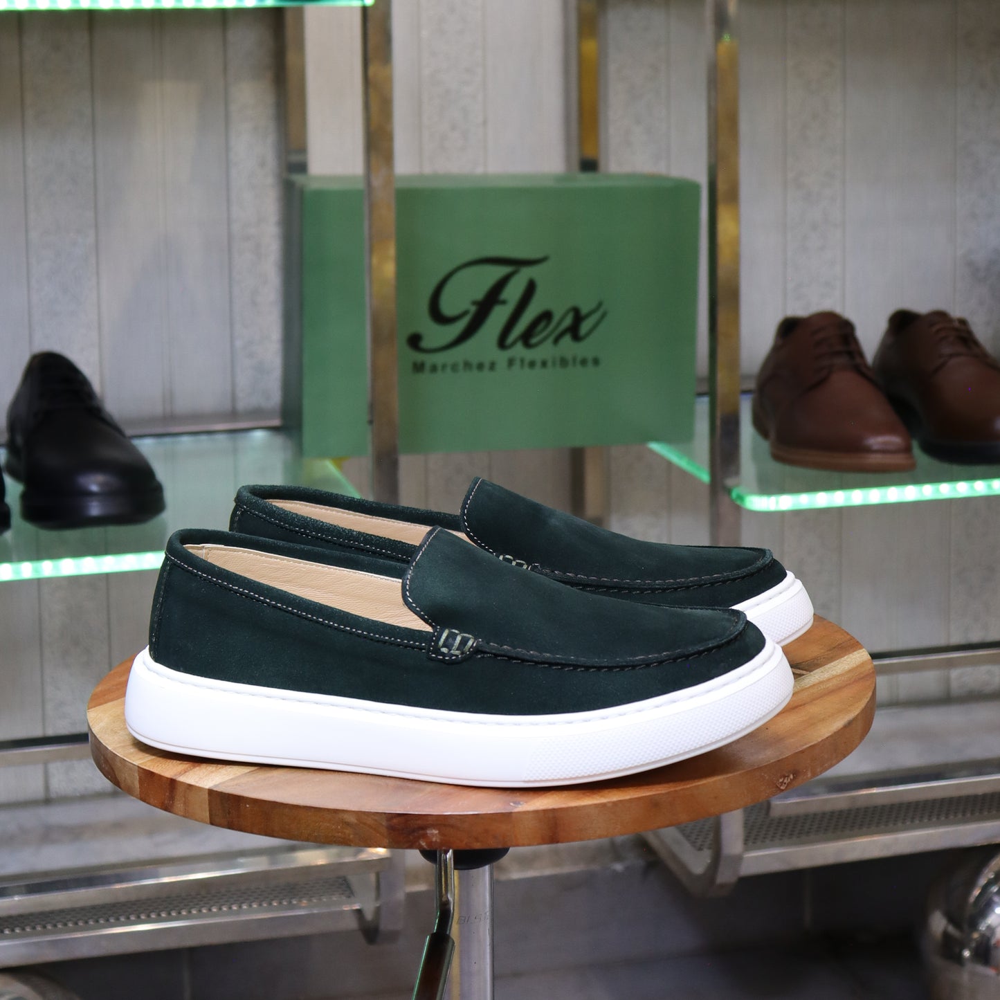 Larache – Mocassin Daim Vert Foncé Pour Hommes